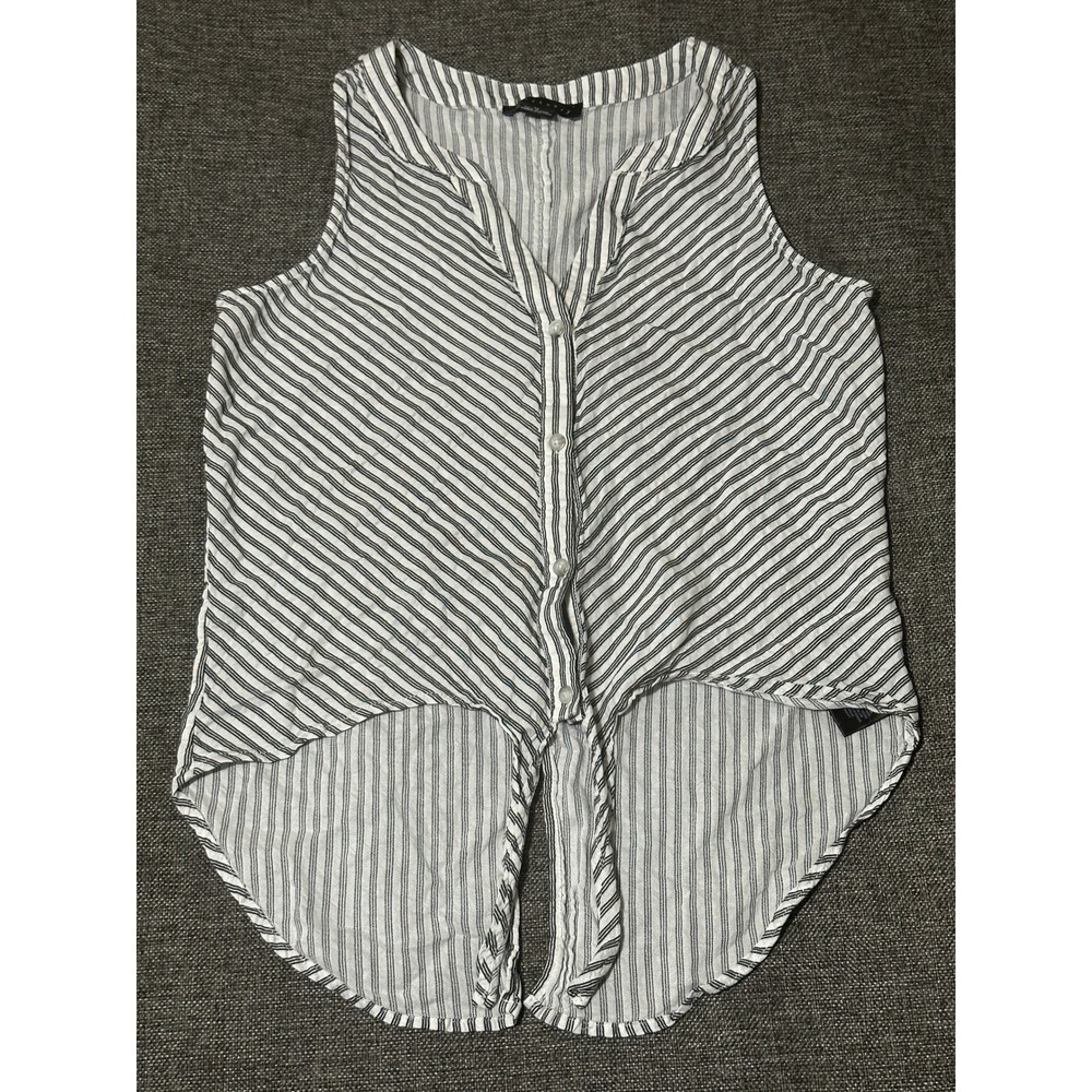 Sanctuary Women's Medium Sleeveless Button Up‎ Tie Front Striped Top 1535-YVC781